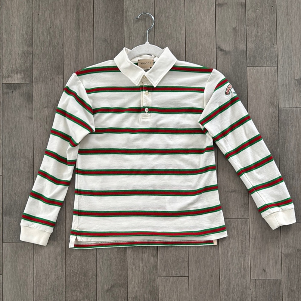 Gucci Red and Green Polo Shirt with Classic Stripes